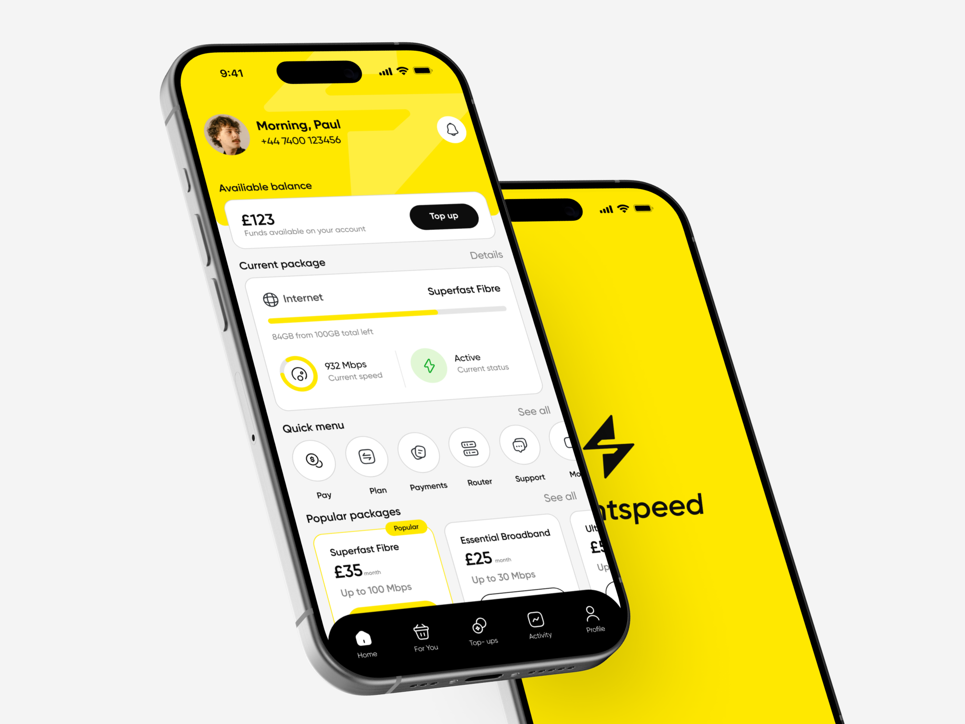 Lightspeed — Internet Provider App 3d branding internet provider mobile ui product design ui ux