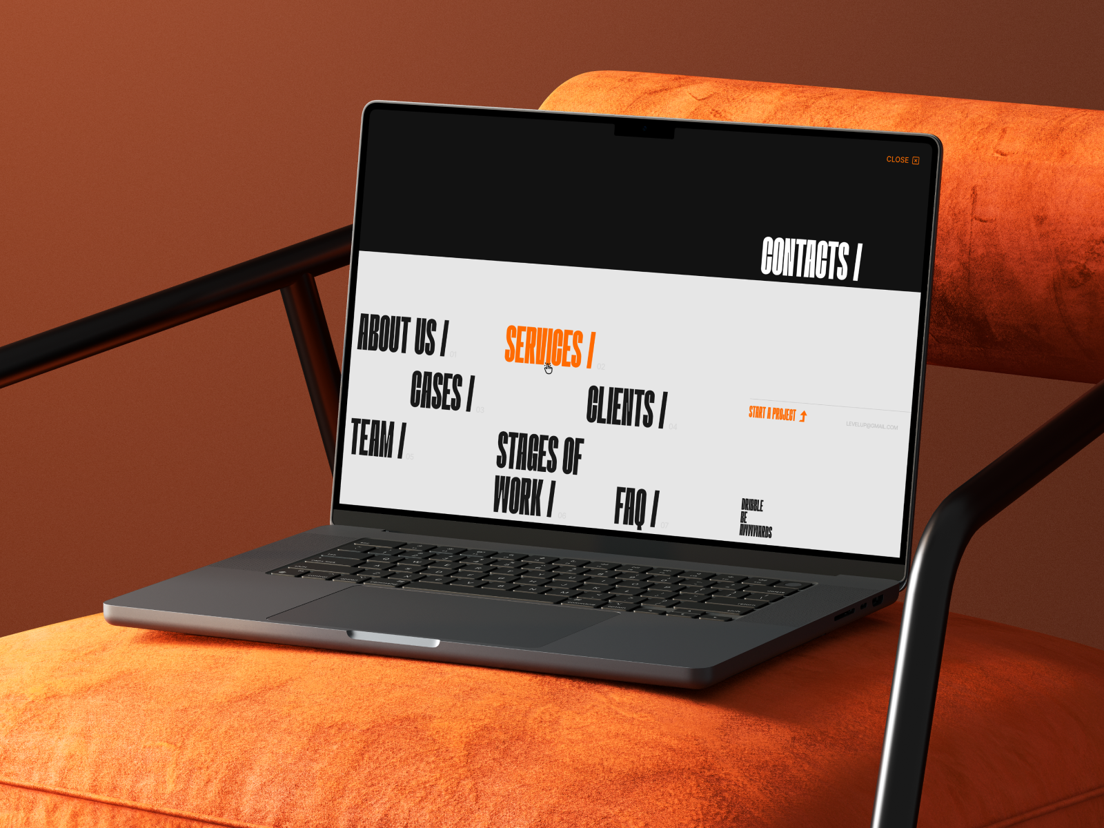 Example of Menu items for the LEVELUP marketing agency website