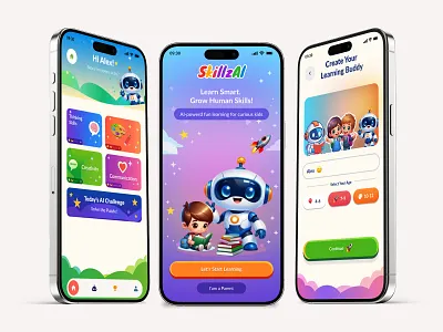 AI Kids Education App Design ai ai app ailearning app design branding design illustration kidseducation landing page learningapp mobile app ui ui design website