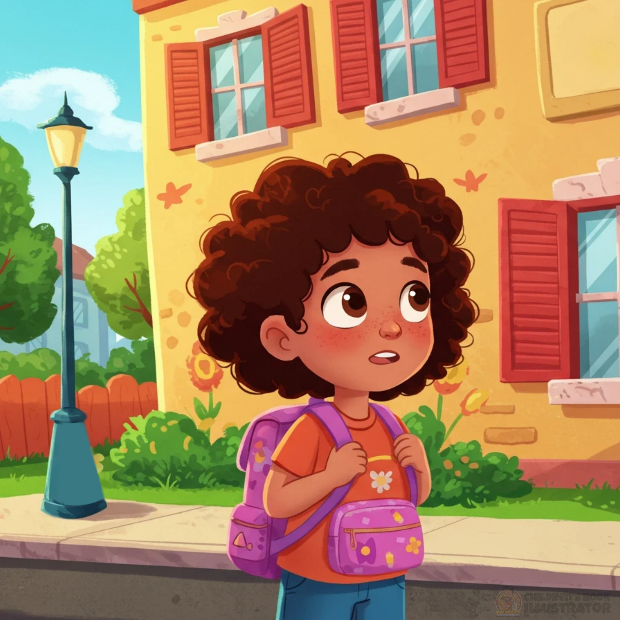 Big Steps, Small Shoes | Children's Book Illustration book cover design character design childrens book illustration childrens publishing colorful character design concept art for kids cute girl character digital illustration 2026 diverse characters educational book art first day of school art freelance illustrator kids book character narrative illustration picture book art portfolio 2026 storybook artist urban background illustration visual storytelling whimsical illustration