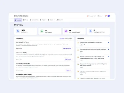 College Student Dashboard admin blue theme dashboard design subtle ui ui design web design website