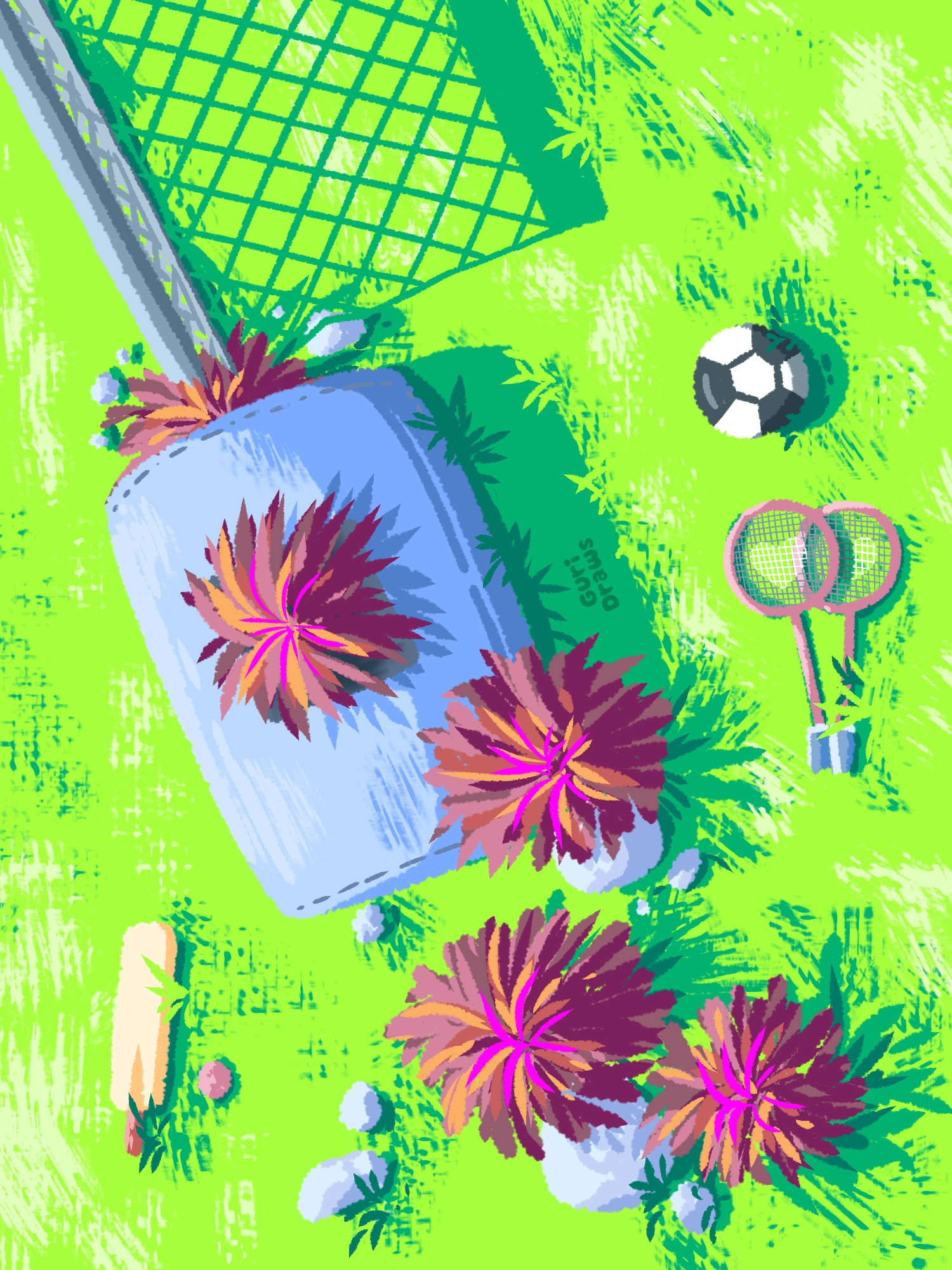 Playground badminton children cricket design digital art football fun game illustration nature park play playground summer texture