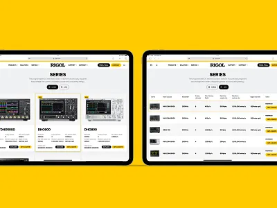 Rigol - Website / UX/UI design / Redesign / Product black branding design ecommerce graphic design interface logo mobile product prototype tablet ui user experience user interface ux webdesign website white wireframe yellow