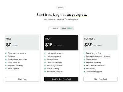 Design: Pricing section ui