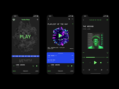 Music App Concept animation concept cyberpunk design mobile music ui