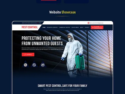 Pest Control Website Landing Page brand identity cleaningbusiness design graphic design homesanitization icon illustration lettermark pest control website ui uiux