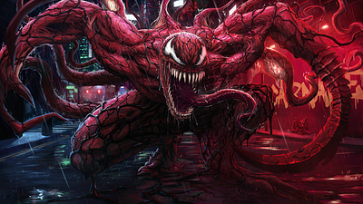 Carnage background book character city concept cover demon fan art illustration marvel monster splash villian