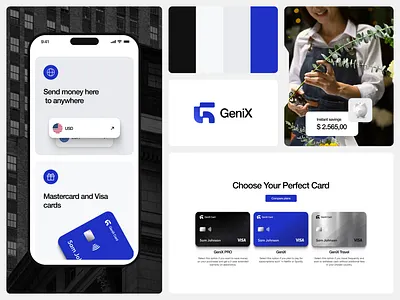 Genix – Empowering Fintech with Seamless Digital Banking app banking bento clean components dashboard finance fintech interface logodesign minimal mobile productdesign redesign saas typography ui ux visualdesign webdesign