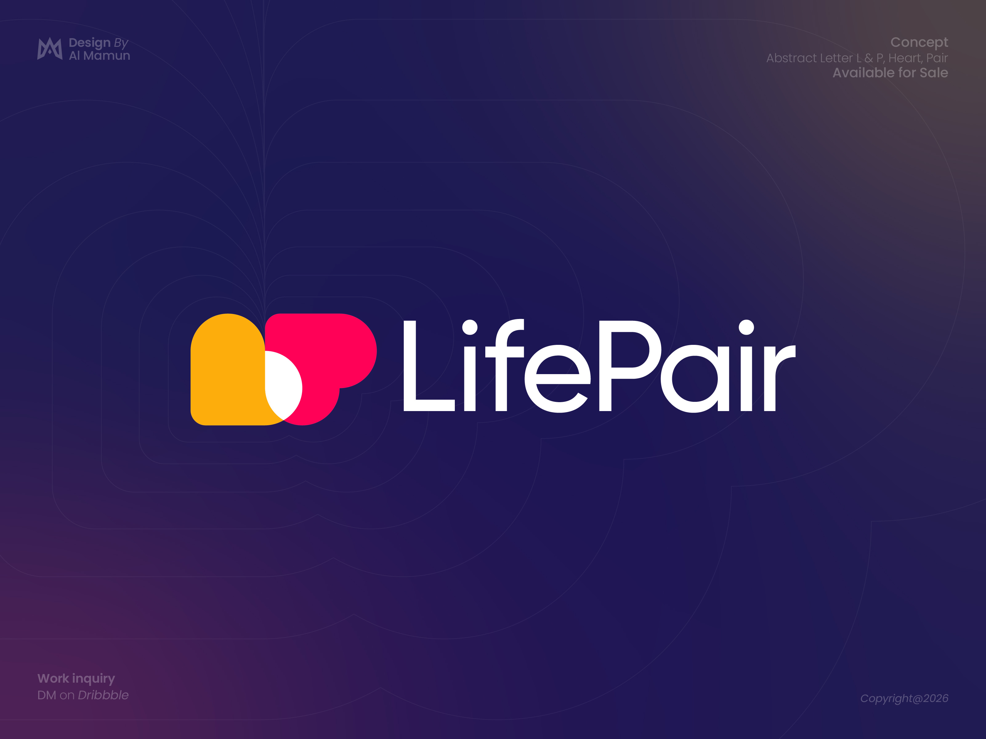 Abstract Letter L & P, Heart, Pair, Dating Logo branding connected couple dating dating app logo heart letter lp logo letter mark logo logo design logo designer logo icon logo mark modern logo pair symbol
