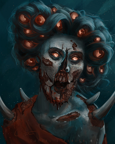 Creepy Zombie book character concept cover demon design evil face female horror illustration monster portrait scary splash zombie