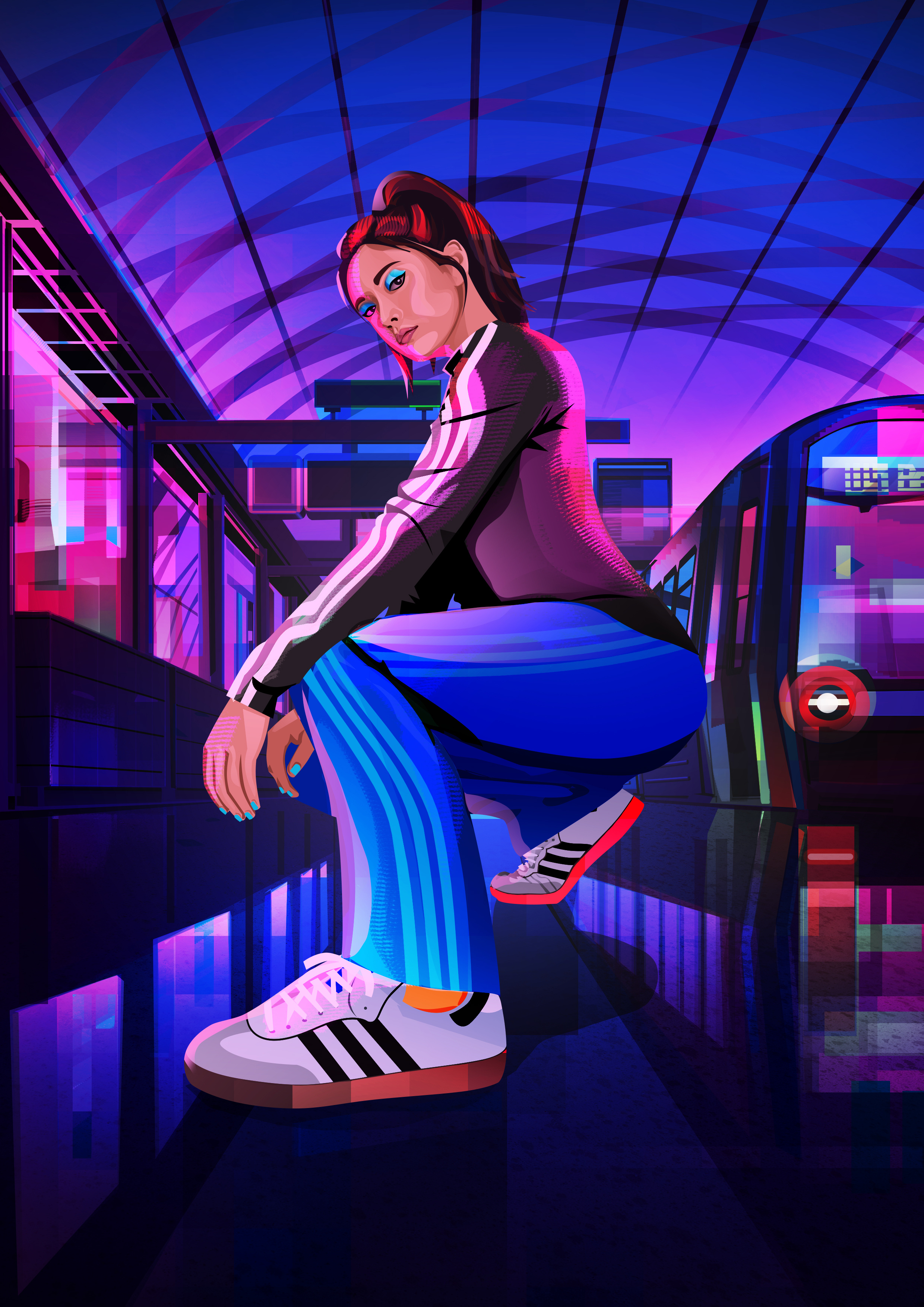 Neon Fashion Part II character character design city colourful fashion illustration lights neon print sport sport fashion vector