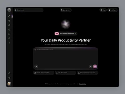 AI Assistant Dashboard ai app chat clean code dark design fireart form gradients interface theme type ui ux