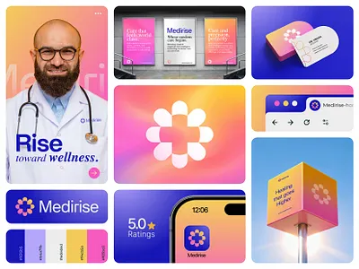 Medirise Branding Design 2d logo 3d logo brand design brand identity design brand logo branding business logo clinic logo company logo custom logo hospital logo logo logo design logo maker medical logo minimalist logo visual identity