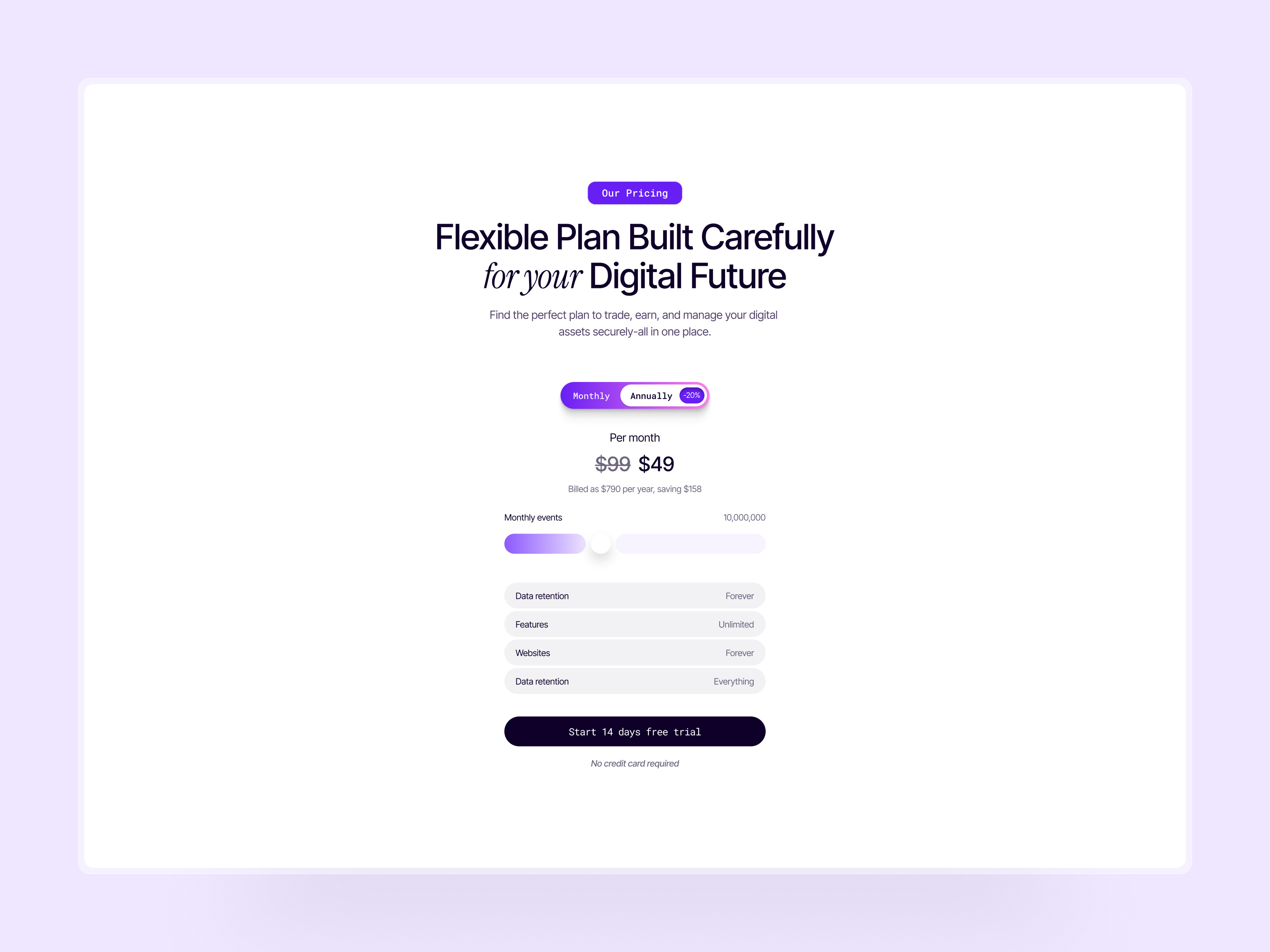 Pricing Section Design cleanui landingpage minimalpricing pricingui pricinsection2026 saas saaspricing singlepricing uiux