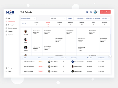 Task Calendar for hotel staff admin app appointment calendar appointment calendar view dute employee employee management employee task erp hotel inspection hotel management hotel reservation hotel staff hotel task hotel task management inspection task task assignment task calendar task list