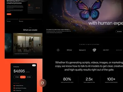 Butterfly AI – Website for AI Video Platform ai video branding content marketing creative direction human ai collaboration responsive design squarespace tech platform uxui web design