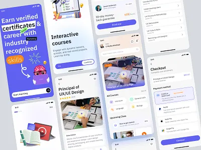 E-Learning App android app course app dashboard ui digital classroom e learning edtech education app gamified learning interactive learning ios app knowledge app learning app learning platform mobile app design online learning personalized learning student app study app ui design ux design