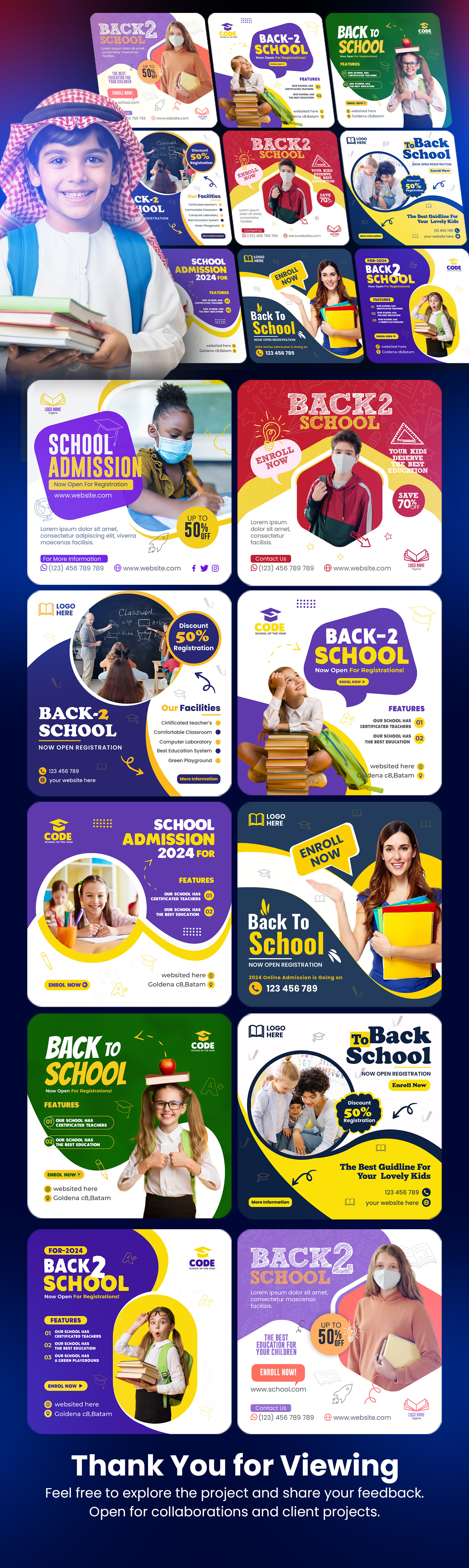 Back to School Marketing Kit | Social Media Design Bundle ad creative back to school campaign design creative ads digital marketing education branding education social media facebook ad design graphic design instagram post design marketing design promotional design school campaign social media design visual branding