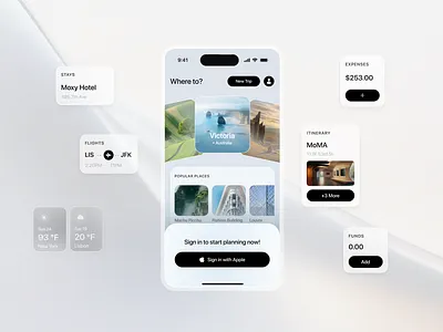 Action Agentic Planner - Minimal Ai Home Screen agentic ai cards glass home homescreen minimal personal planner screen splash travel ui widget