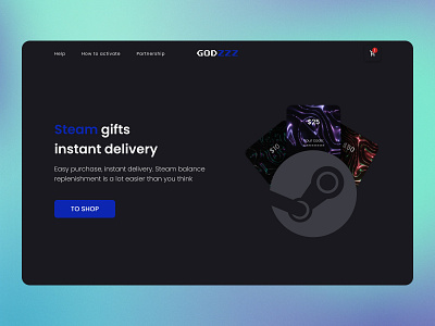 [Concept] First Screen Design for SteamCard Store card design first screen graphic design landing page logo steam ui ux