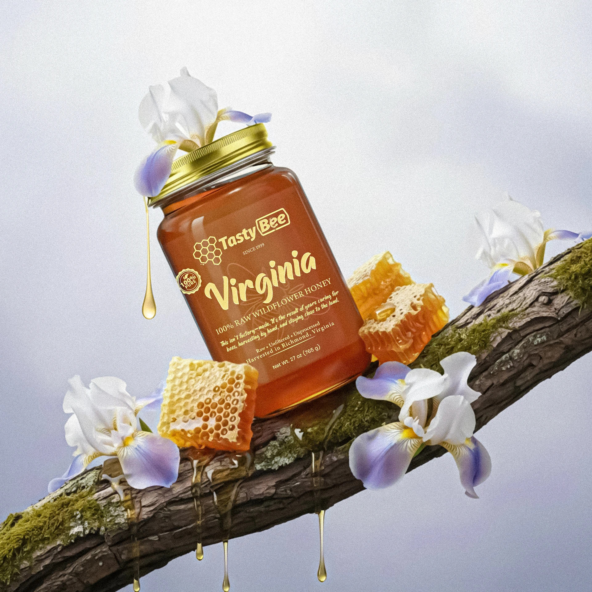 Virginia Honey ✦ Packaging, 3D honey honey packaging label packaging wild honey