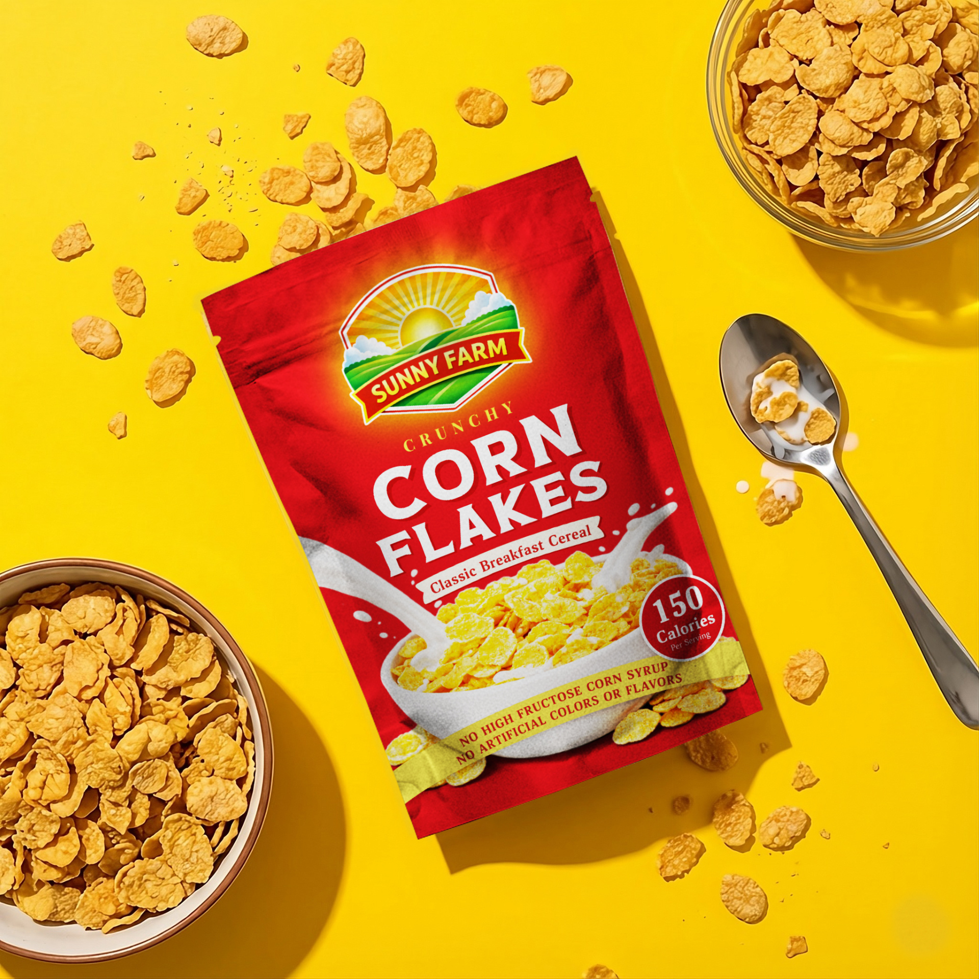 Corn Flakes Pouch Packaging Design - Cereal Branding attractive pouch cereal packaging design corn flakes packaging corn flakes packaging design fmcg packaging fmcg packaging design food label food label design food packaging food packaging design label label design oats packaging design packaging packaging design pouch pouch design pouch packaging pouch packaging design product label