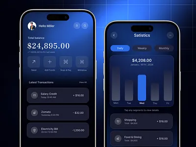 Modern & subtle Statistics app desgin app app design ux design ui ux