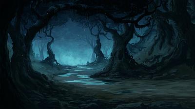 Spooky Woodlands background book concept cover creepy dark environment fantasy forest horror illustration scary wood woodelands