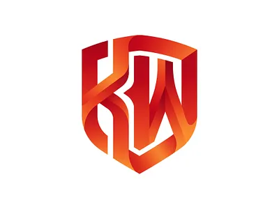 Bold KW Shield Logo abstract bold branding creative design gradient logo graphic design icon kw kw logo letter kw lettermark logo orange premium logo shield logo simple typograpy logo vector