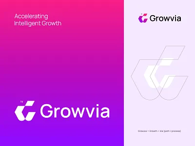 Growvia — AI SaaS Logo for Intelligent Automation ai logo ai platform brandidentity branding clean design enterprise productivity g logo gw logo intelligent automation logo logodesign logotype modern logo saas logo saas tools tech branding tech logo tech startup workflow automation workflow logo