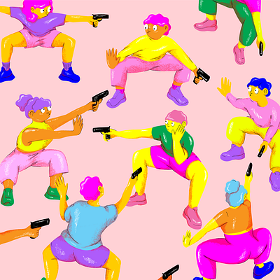 Hundred Everyday character character design color design gun control illustration motion graphics stop