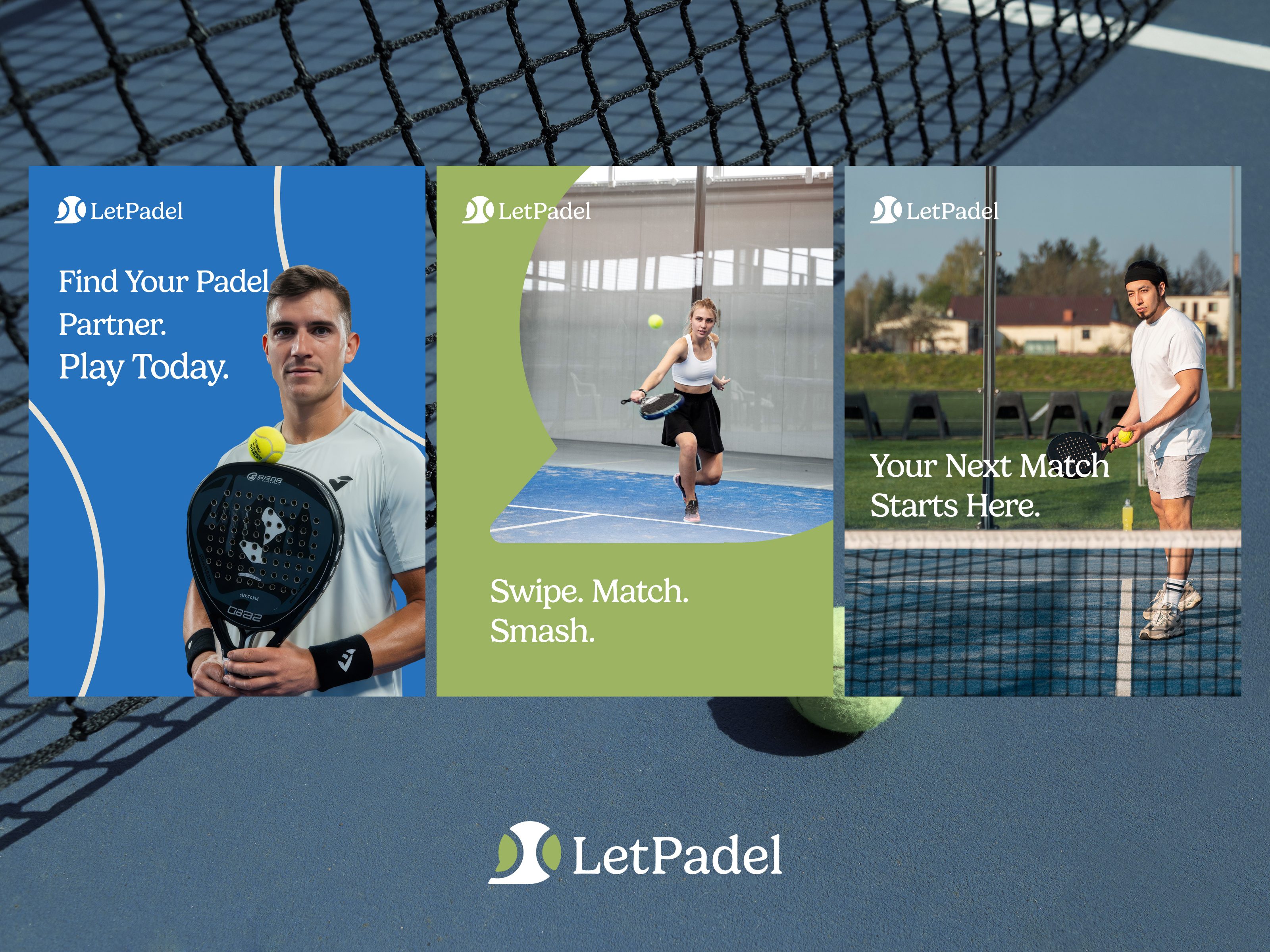 Example of Padel App Brand Identity - LetPadel Logo Concept