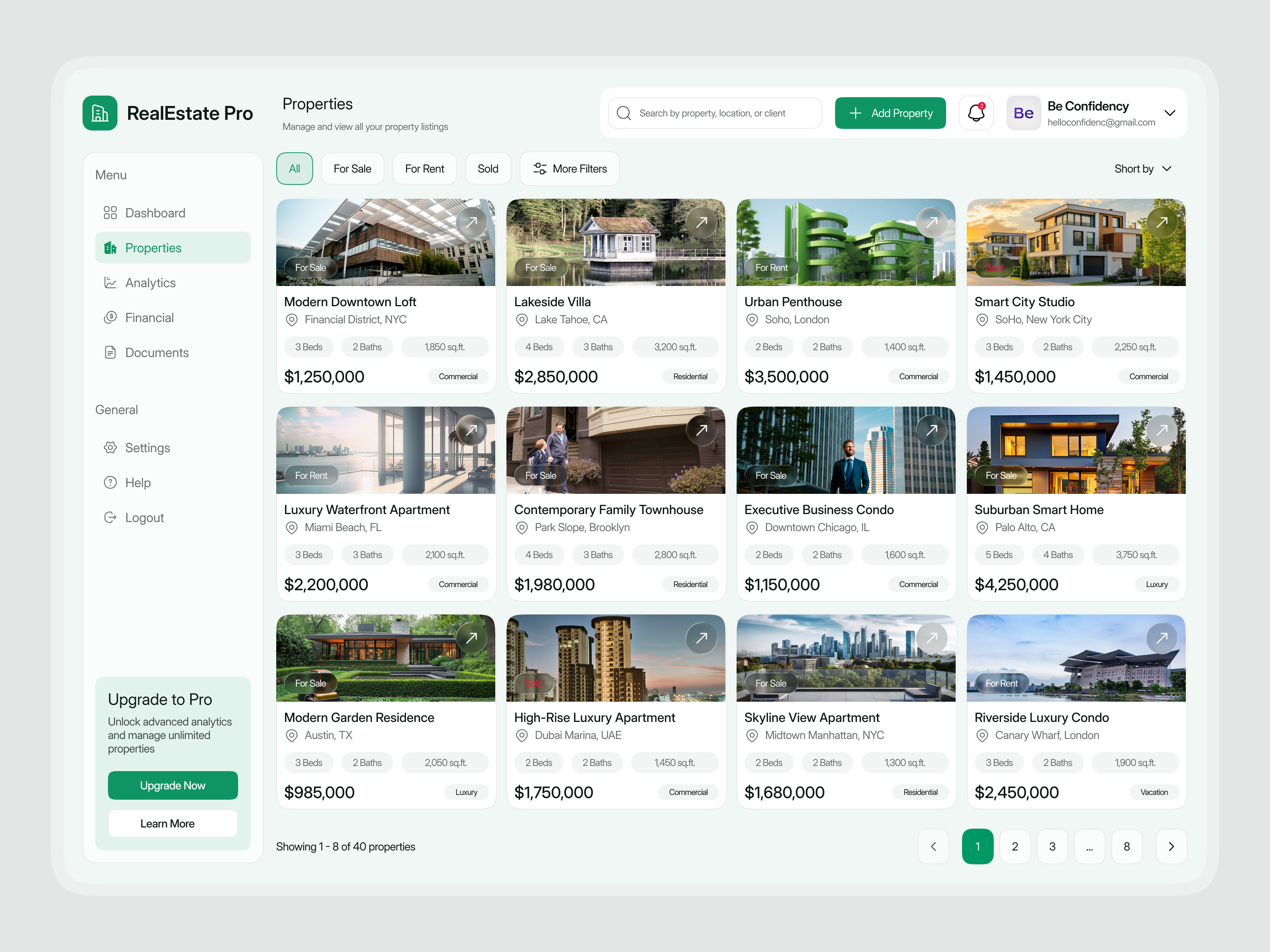 Property Management & Listing Dashboard UI/UX Design interface product service startup ui ux web