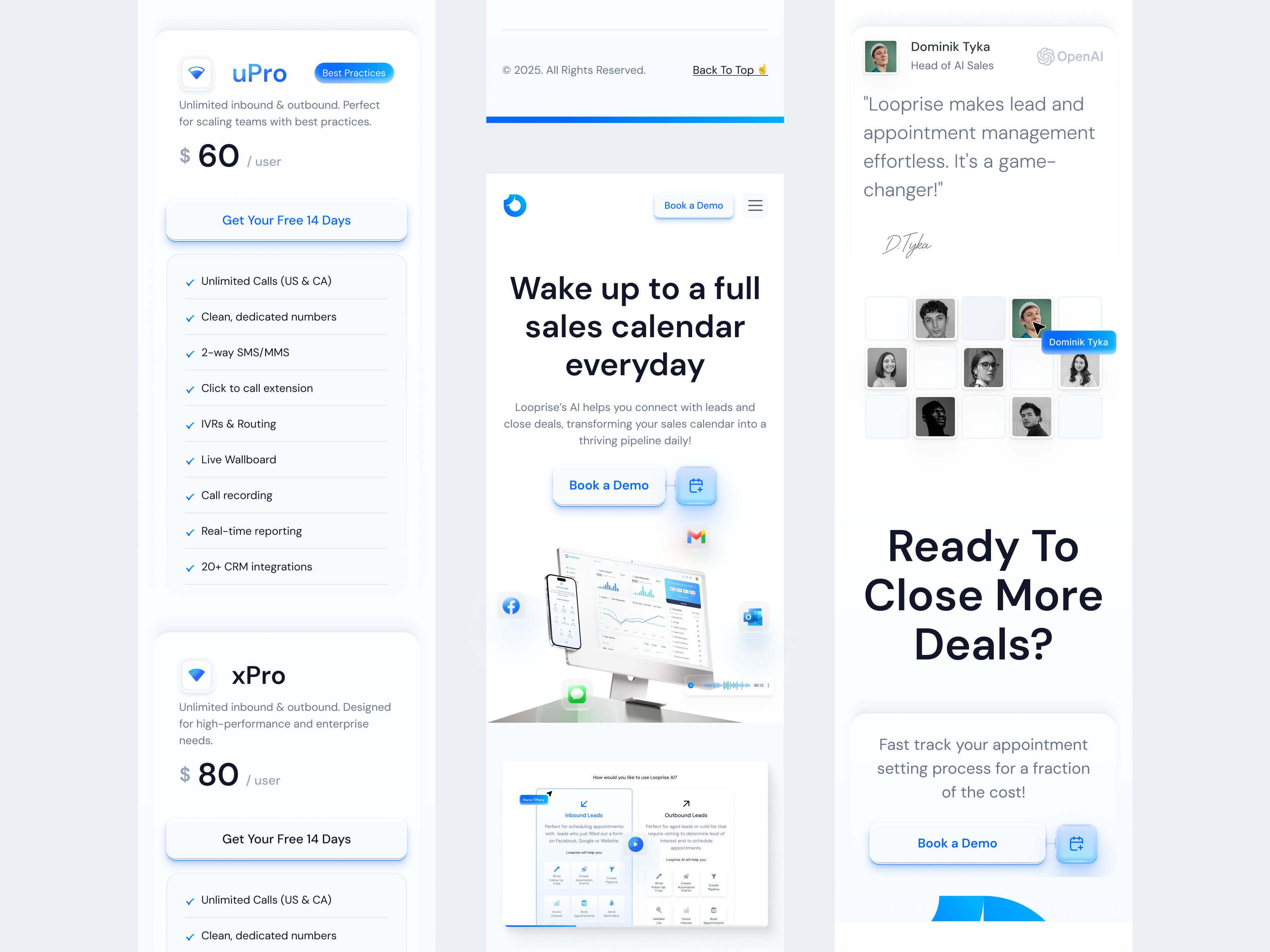 Looprise — AI Sales Assistant Mobile Responsive ai ai platform ai saas ai ui artificial intelligence automation b2b clean dipa inhouse minimal mobile mobile frst mobile responsive saas saas tech sales sales marketing startup ui design uiux