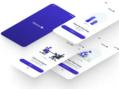 Thrive — A Financial Wellbeing App Onboarding app design app onboarding clean design digital illustration financial app financial wellbeing fintech illustration interface design mobile app modern ui onboarding product design splash screen startup app ui ui design user experience ux design visual design