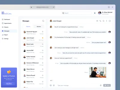 Mental Health - Chat Conversation UI ai mental health chat chating dashboard medical saas mental healt saas mental health mental health uiux mental health web app mental health website messaging online appointments online chat online consultation online video consultation patients chating uiux design video conference web chat