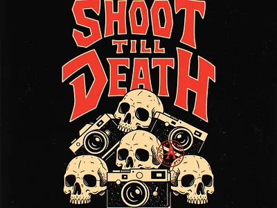 SHOOT TILL DEATH alterfan alterfan art artist branding clothing coverart death illustration logo music music band photo photographer photography skeleton skull t shirt vector