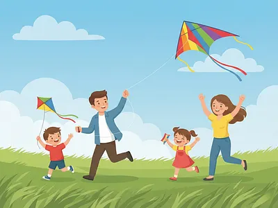 Happy Family Seasonal Activities Illustration cartoon illustration kids vector