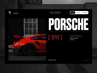 Porsche 911 — Luxury Car Rental Website animation car dark mode homepage landing page luxury motion graphics promo website rental website ui ui design vehicle web web design