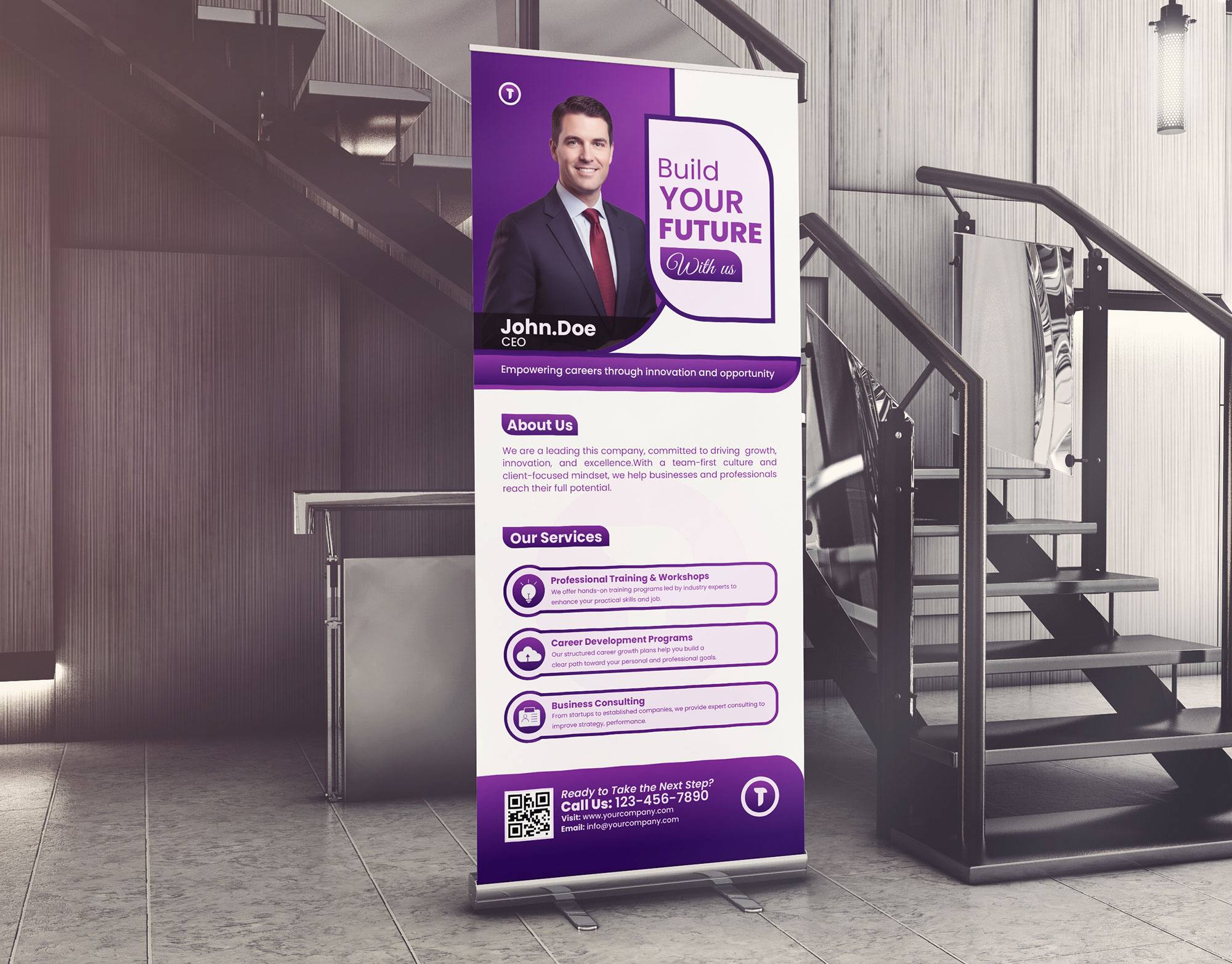 Professional Roll-Up Banner Design for Corporate banner design branding design business banner corporate banner event banner graphic design large format design modern banner print design roll up banner rollup banner design seminar banner