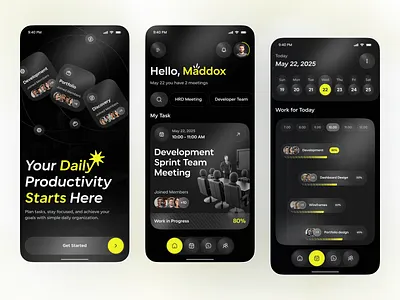 Productivity App UI – Task Management & Team Workflow app app design dashboard ui design ios management mobile mobile app productivity productivity app task task management team management to do list to do list app ui ui design workflow app