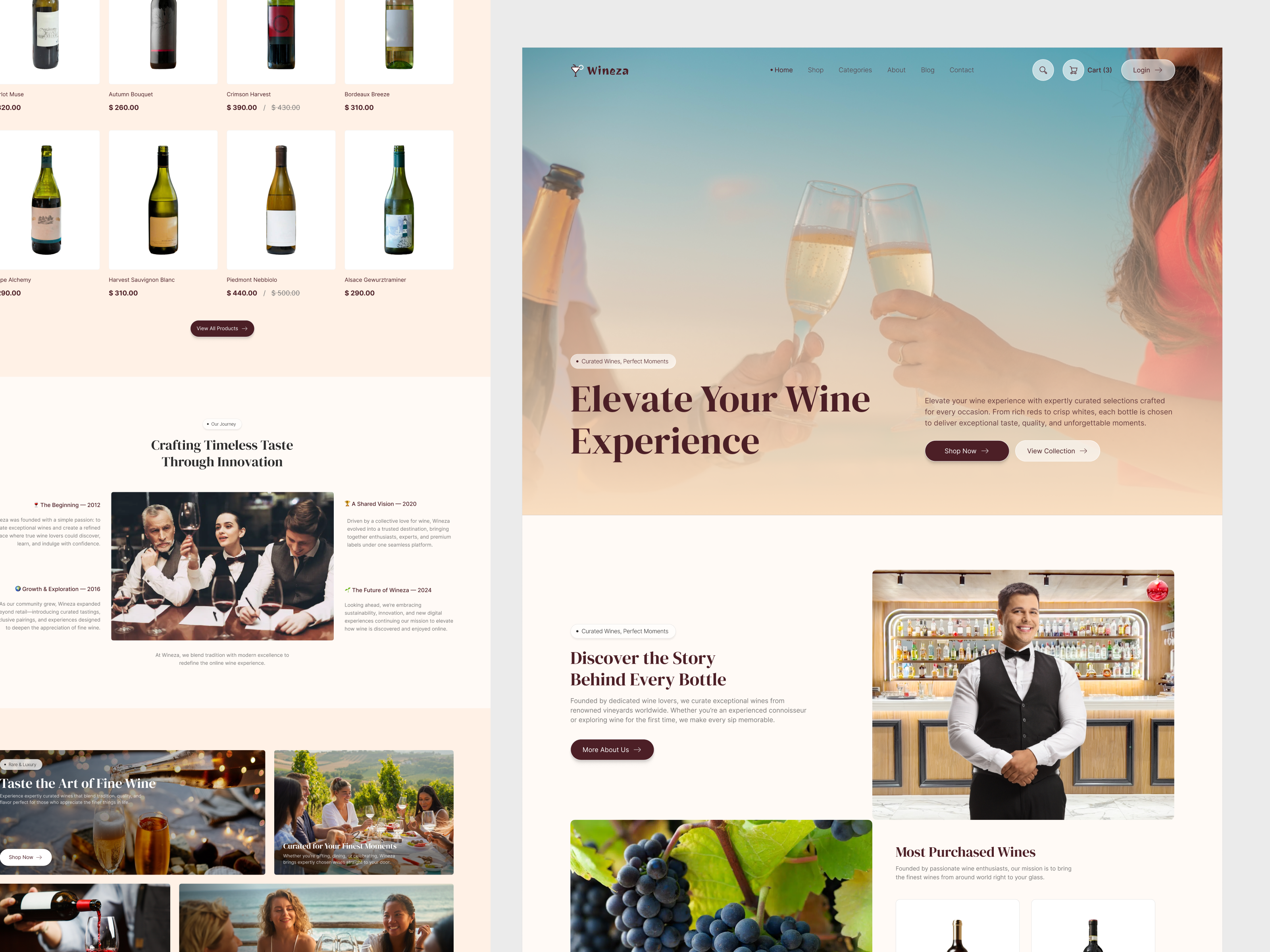 Wineza – Luxury Online Wine Marketplace Website UI/UX Design branding clean ecommerce figma foodanddrink luxury marketplace modern premium productdesign redesign saas shasanko creations uidesign uiux uxdesign webdesign webflow website wine