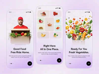 Grocery Delivery Mobile App UI - Onboarding Screen app design clean ui delivery app e commerce app food delivery app grocery app mobile app oinboarding ui onboarding screen ui ux