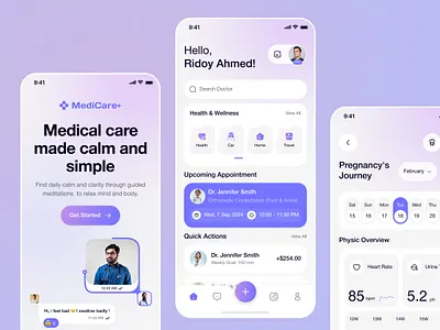 MediCare+ — Medical Care Made Calm & Simple ai medical app app design clinic design doctor ehr health healthcare insurance ios managment medical medtech mobile mobile app product design telemedecine ui ux