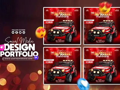 Modern and Creative Social Media Post Design 3d abjusting animation autometive branding car clean creative design graphic design graphics idendety jeep mockup mordan motion graphics pro profeshional social media ui