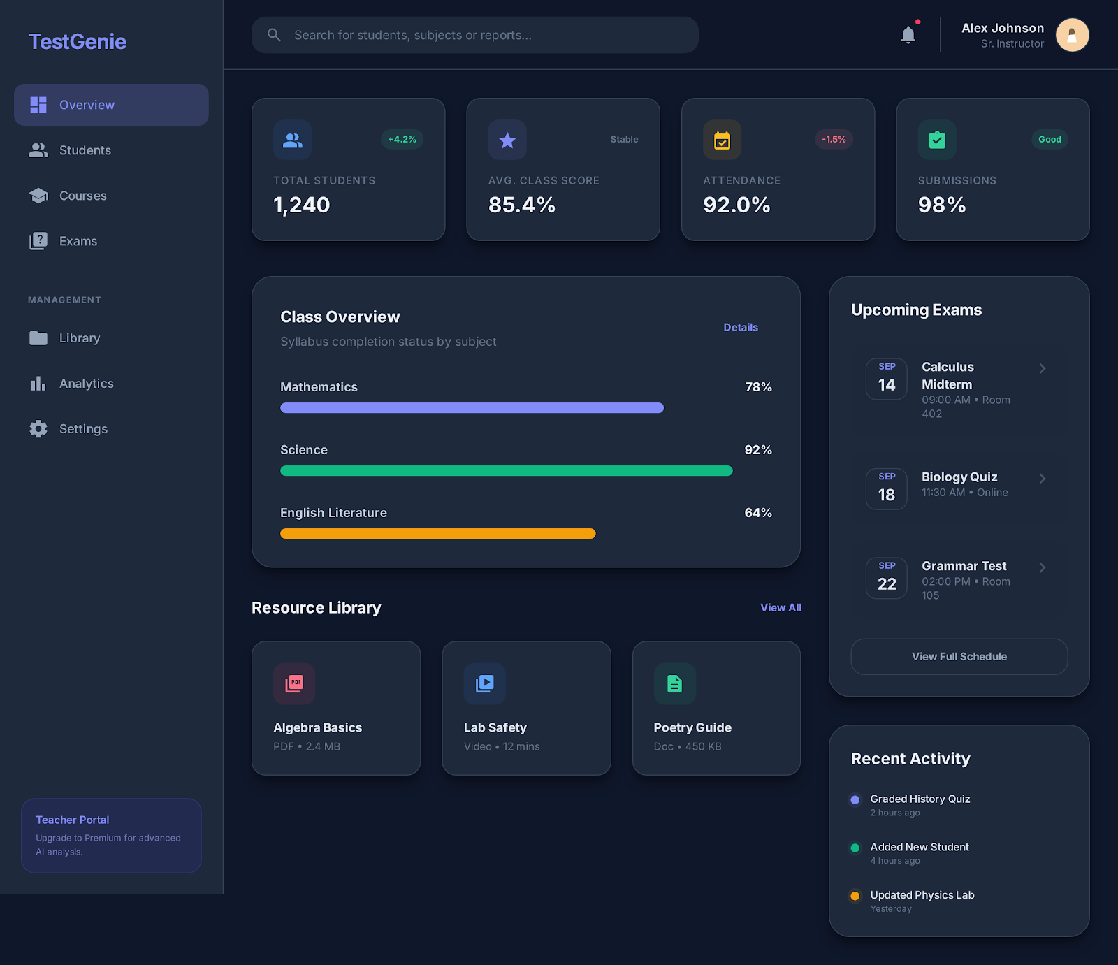 Modern Learning Management Interface animation branding graphic design logo motion graphics ui design uiux design ux design