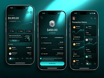 Crypto Wallet App — UI/UX Concept ads clean crypto crypto app dapp dark fintech fintech mobile minimal ui mobile app mobile platform mobile ui saas mobile startup trading trading mobile trading platfor trading ui ui web3