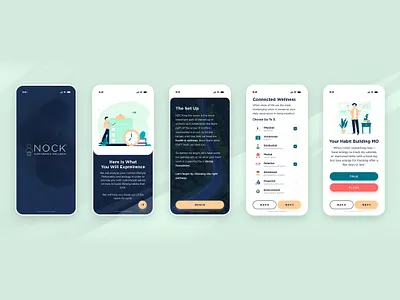 Mobile App - NOCK Sustainable Wellness android app design app app prototyping app wireframing fitness app graphic design health health app ios app design medical app mobile app mobile app uiux mobile application design modern app ui mvp app design native app design saas app startup app ui wellness app