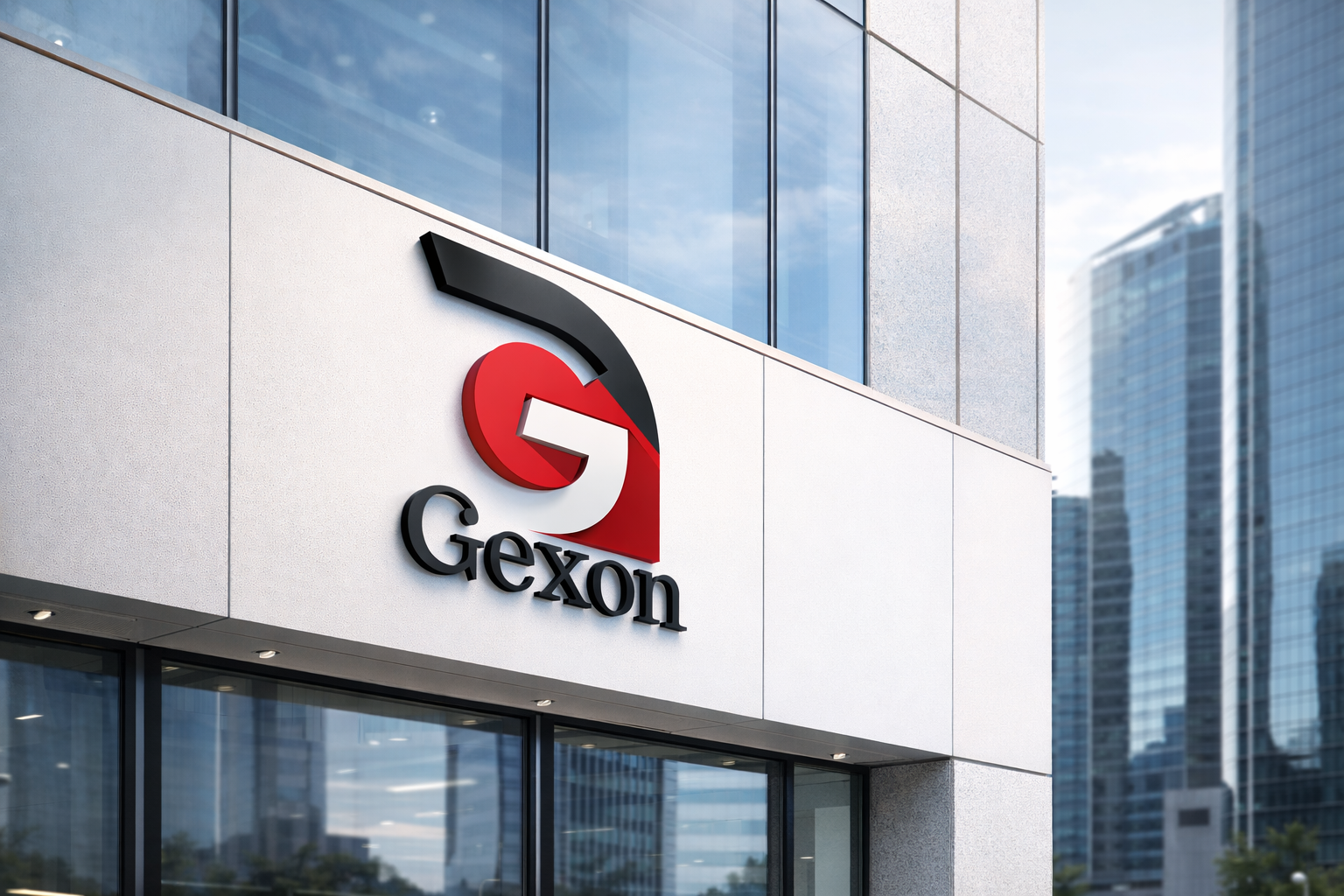 GEXON – Modern Minimal Brand Identity Design app icon logo brand identity design branding mockup business logo design clean logo corporate branding logo presentation minimal logo modern brand identity modern logo design professional logo signage logo mockup visual identity website branding
