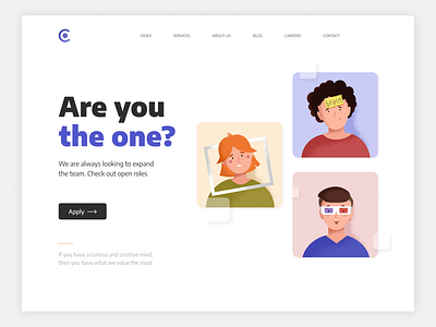 "Are you the one?" avatar branding career page creative creative people open position
